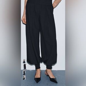 NWT Zara Collection high waist button ankle trousers with sash